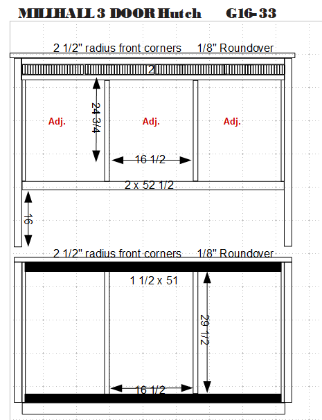 Millhall - Amish Hardwood 3 Door Dining Hutch