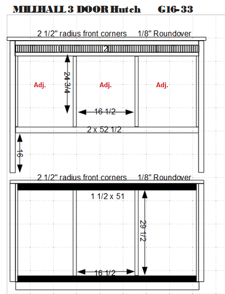Millhall - Amish Hardwood 3 Door Dining Hutch