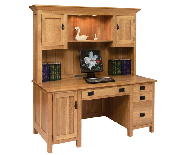 Mission - Amish Hardwood Computer Desk With Hutch