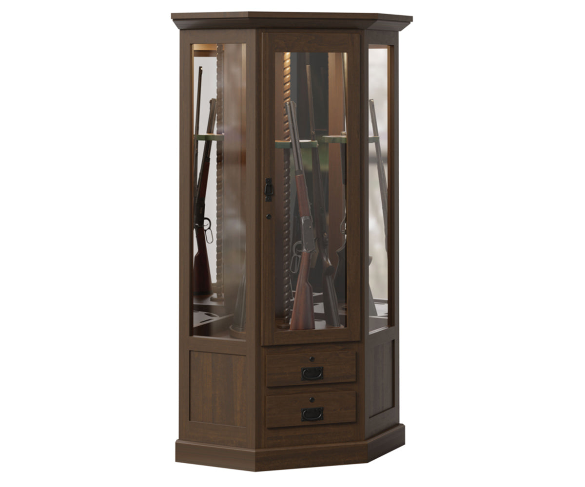 Mission - Amish Hardwood Corner Swivel Gun Cabinet - Multiple Sizes Available