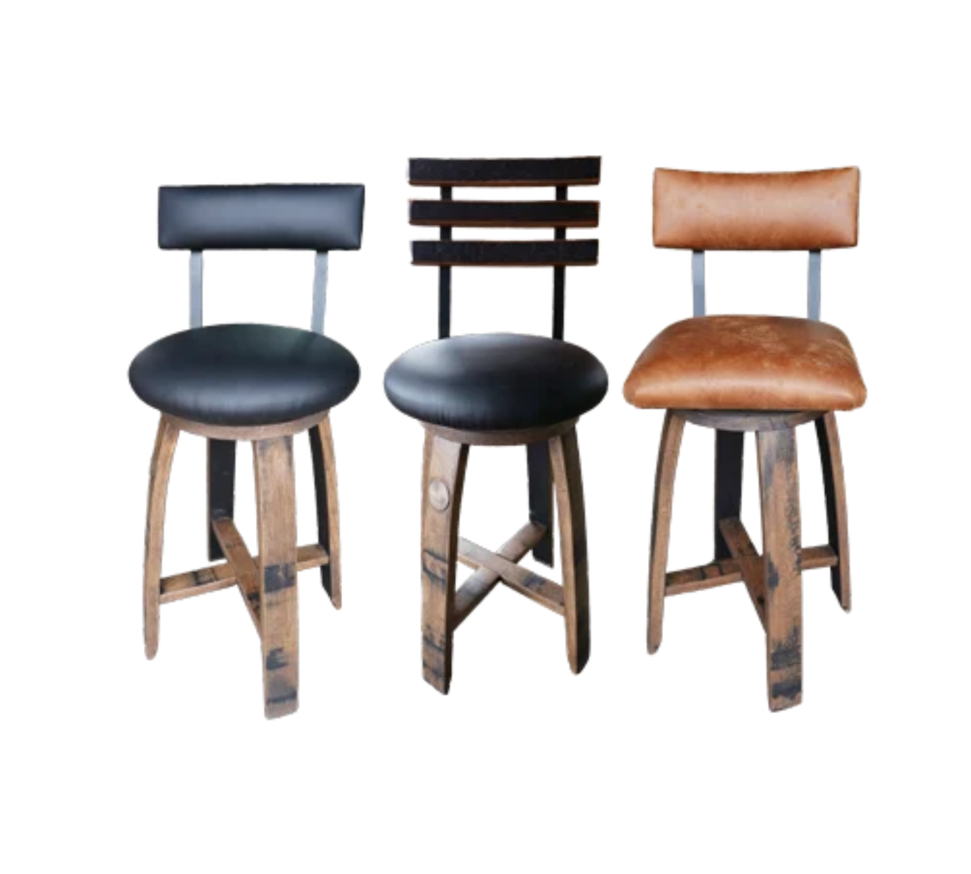 Amish Handcrafted Whiskey Barrel Mission Barstool