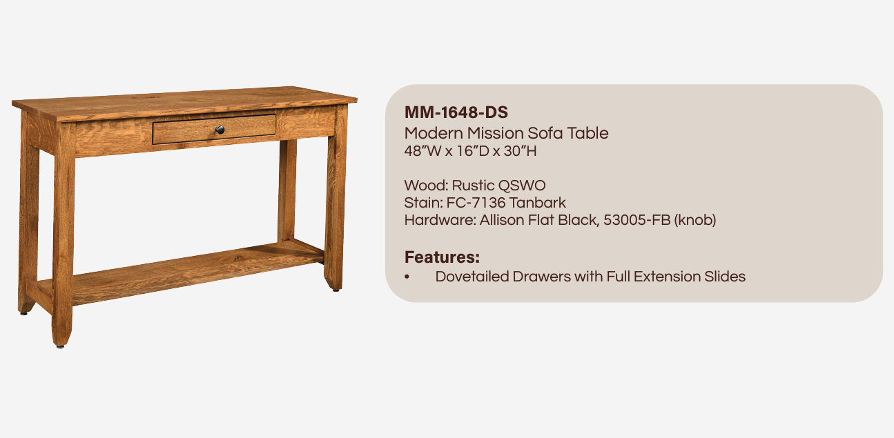 Modern Mission- Amish Handcrafted Sofa Table