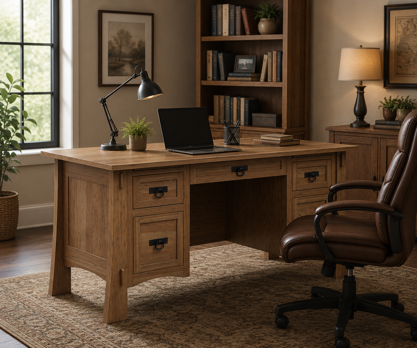 Modesto - Amish Handcrafted Solid Wood Office Desk