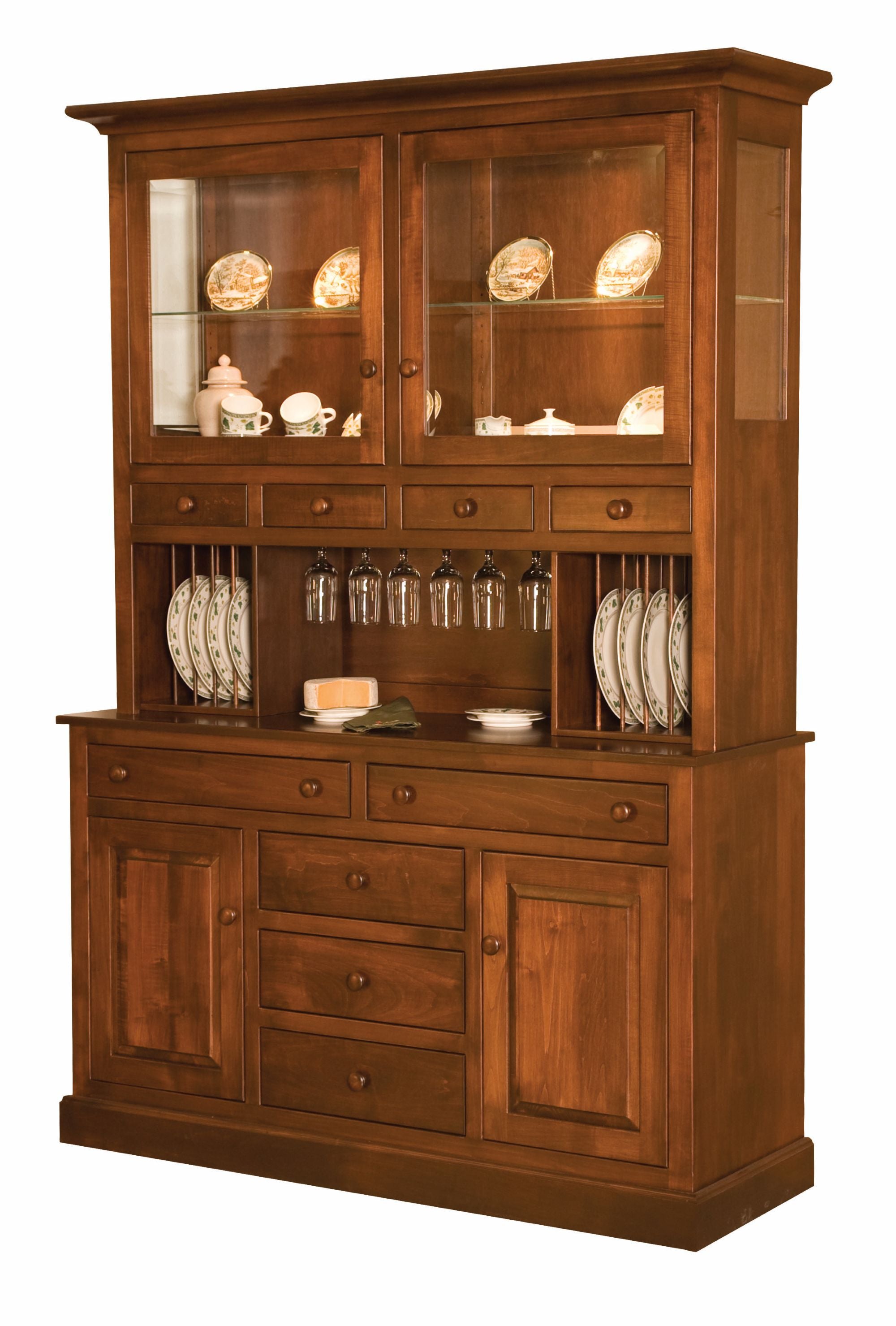 Munford - Amish Solid Wood 2 Door Hutch with Plate Rack