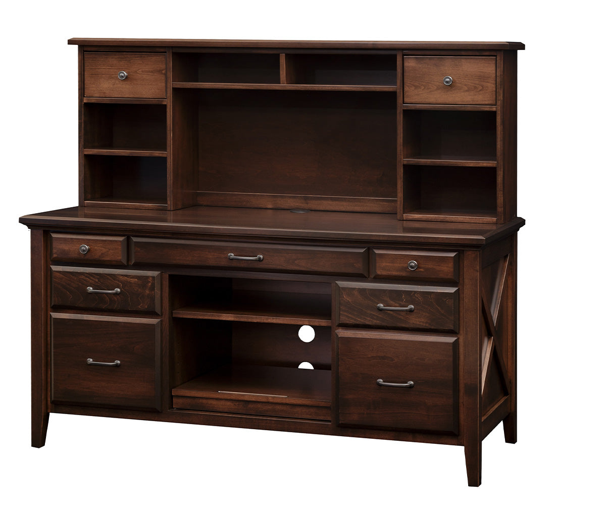 Newport- Amish Hardwood Large Credenza Cabinet With Optional Hutch