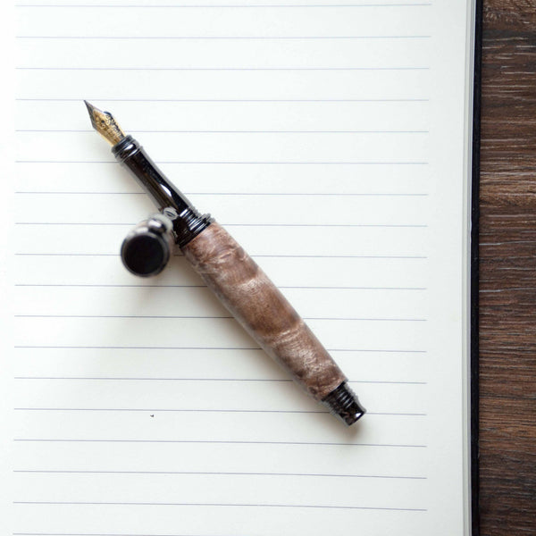 Admin - Premium Hand Turned Fountain or Rollerball Pen / Maple Burl Wood