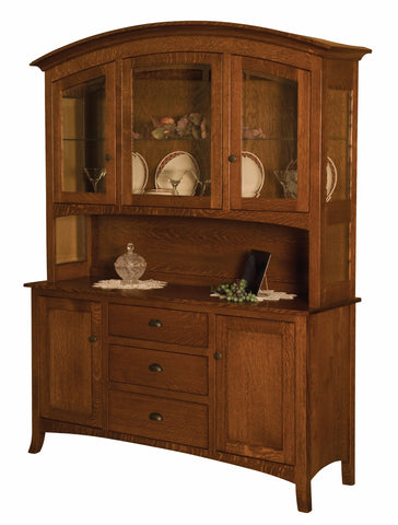 New Century Mission - Amish Solid Wood 3 Door Dining Hutch