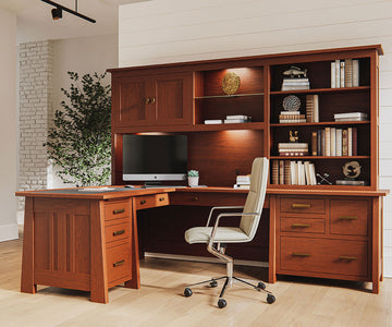 OFFICE Freemont Mission - Amish Hardwood Corner Desk w/ Optional Hutch