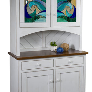 Ocean Front - Amish Solid Wood Leaded Glass Dining Hutch