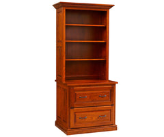 Office Pro - Amish Hardwood Lateral File Cabinet With Book Case Hutch