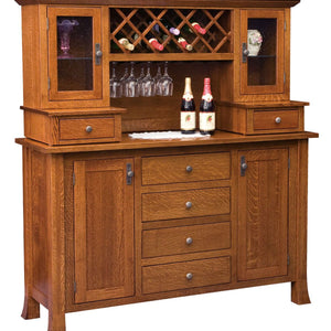Old Century - Amish Solid Wood Wine Buffet With Hutch