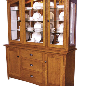 Old Century Mission - Amish Solid Wood 3 Door Dining Hutch