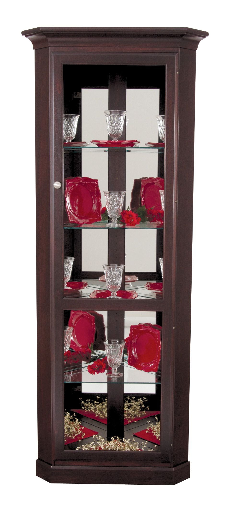 Philmont - Amish Solid Wood Poplar Small Corner Curio Display Cabinet