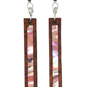 Rectangle Earrings Cocobolo - Pink