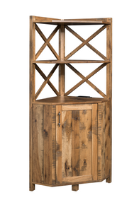 Princeton - Rough Sawn Hickory Corner Coffee Bar Cabinet