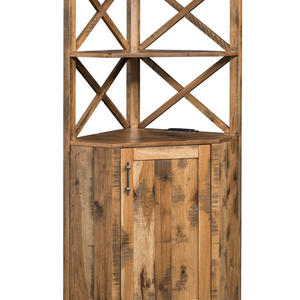Princeton - Rough Sawn Hickory Corner Coffee Bar Cabinet