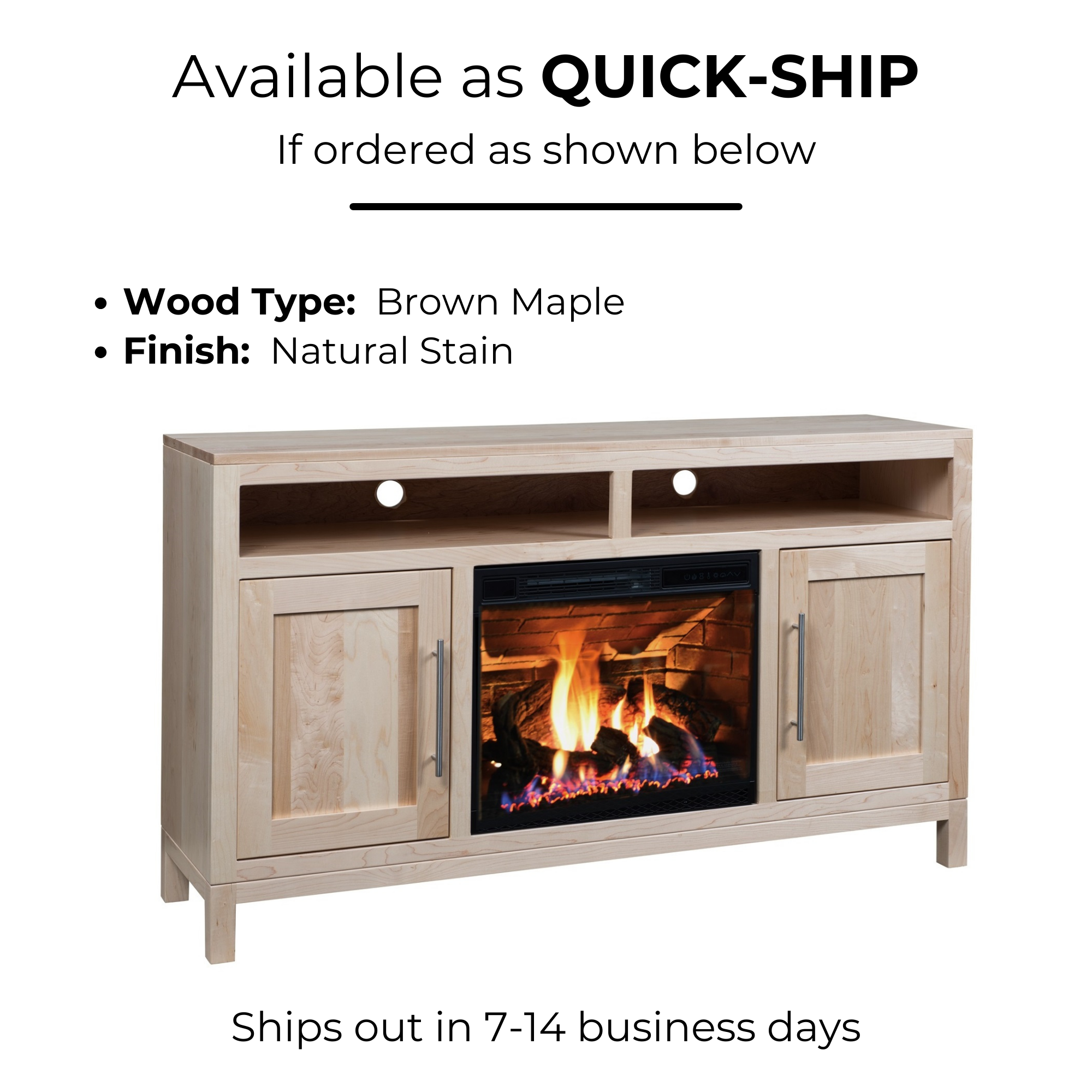 Vienna Amish Mid Century Modern TV Console with Electric