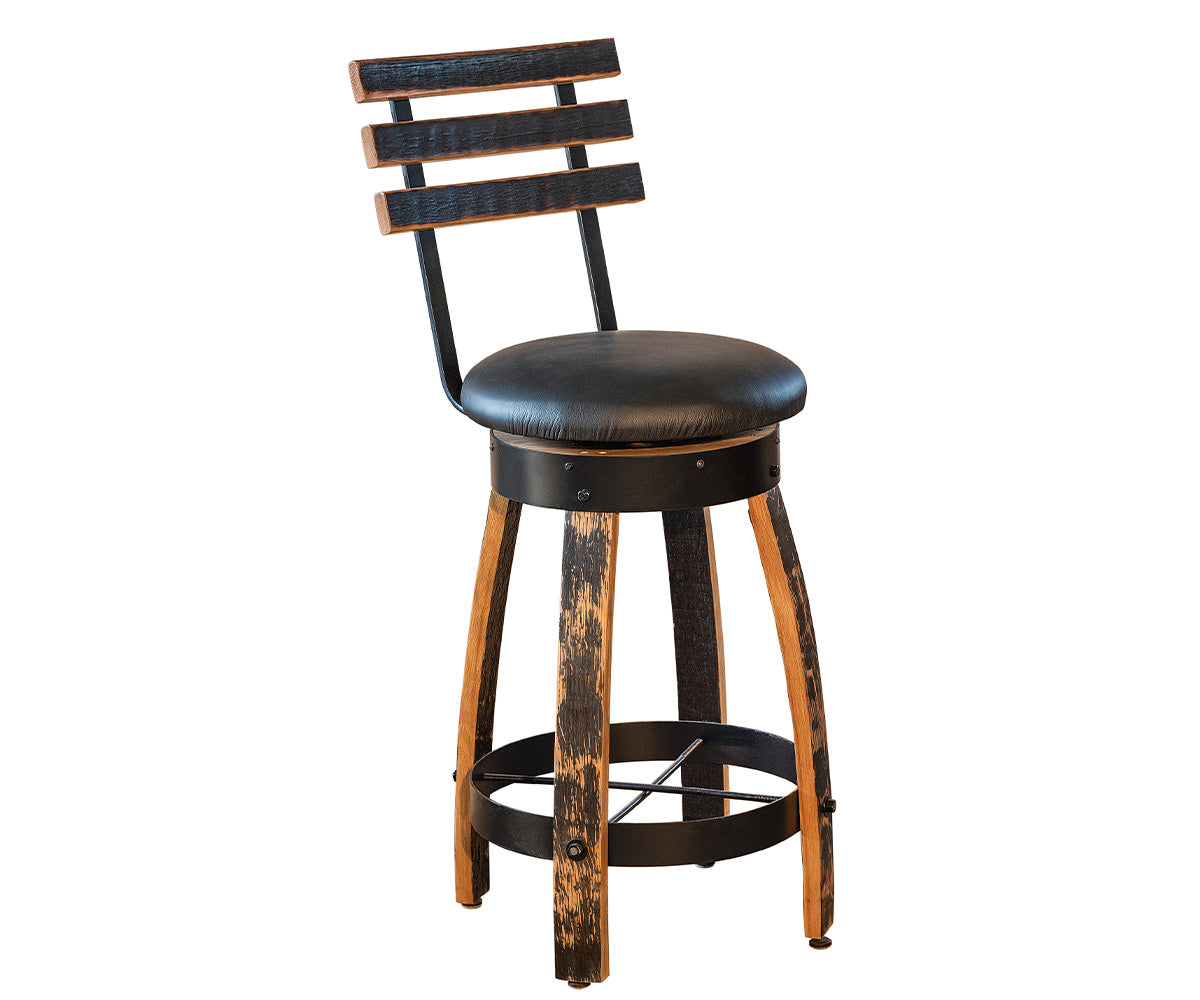 Amish Handcrafted Whiskey Barrel Ring Barstool