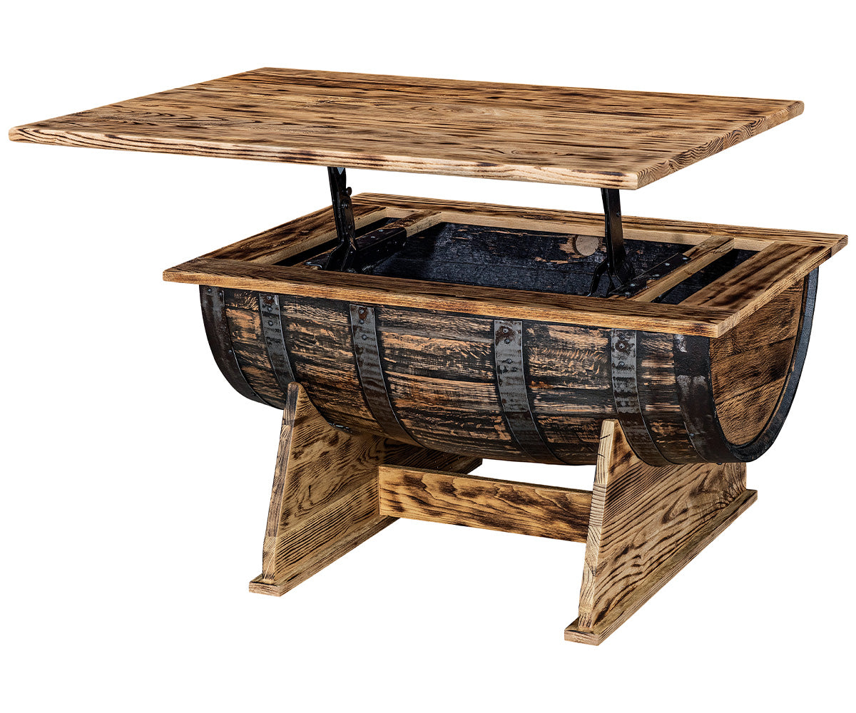 Stillhouse - Amish Handcrafted Whiskey Barrel Coffee Table with Lift-Top