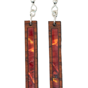 Rectangle Earrings Cocobolo - Red
