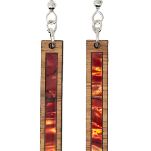 Rectangle Earrings Zebrawood - Blue