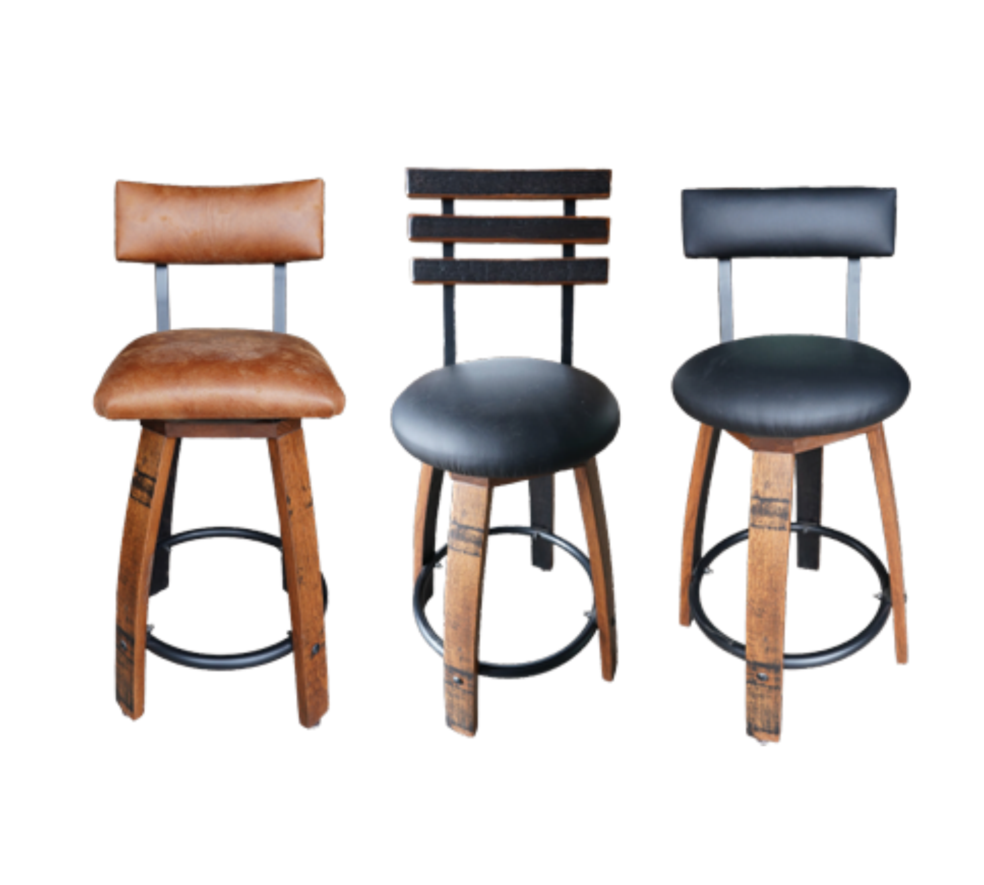 Amish Handcrafted Whiskey Barrel Ring Barstool