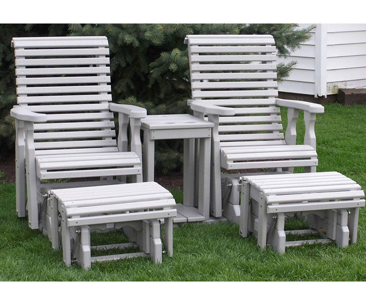 Rollback  - Poly Outdoor Personal Glider Settee With Ottoman