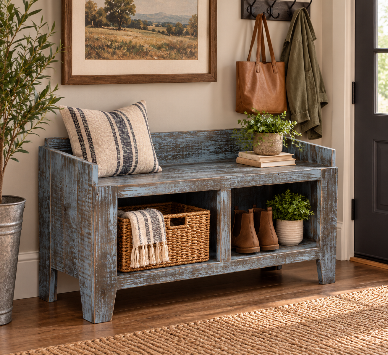 Gold Mine - Amish Handcrafted 42" Boot Bench With Optional Doors