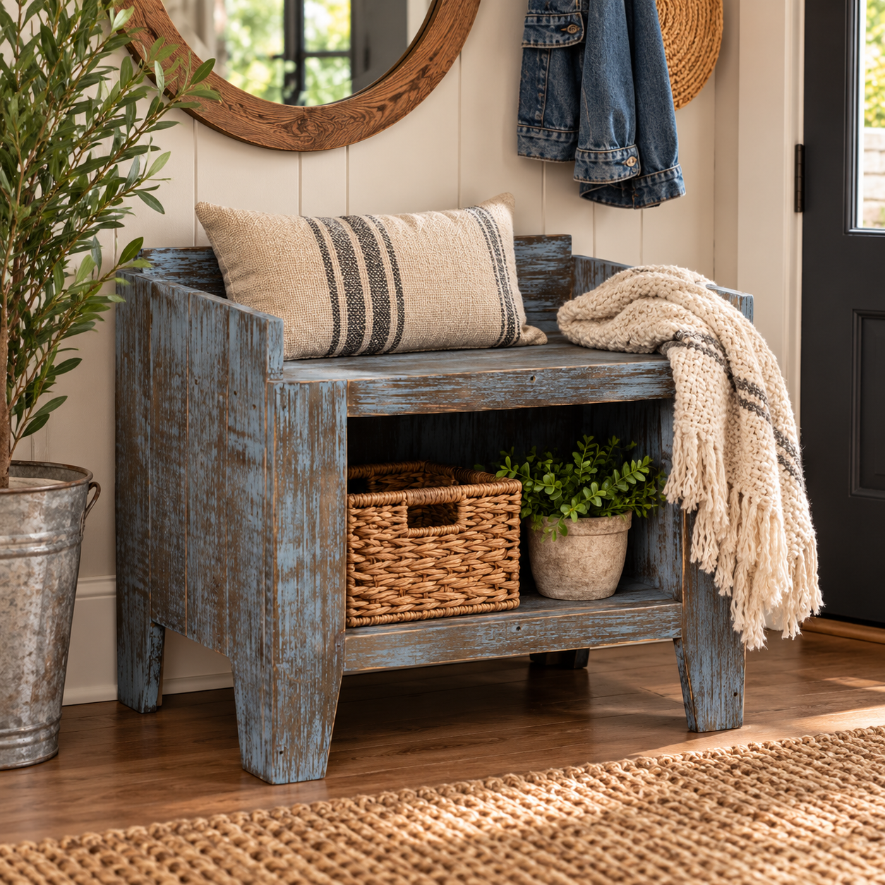 Gold Mine - Amish Handcrafted 24" Boot Bench With Optional Doors