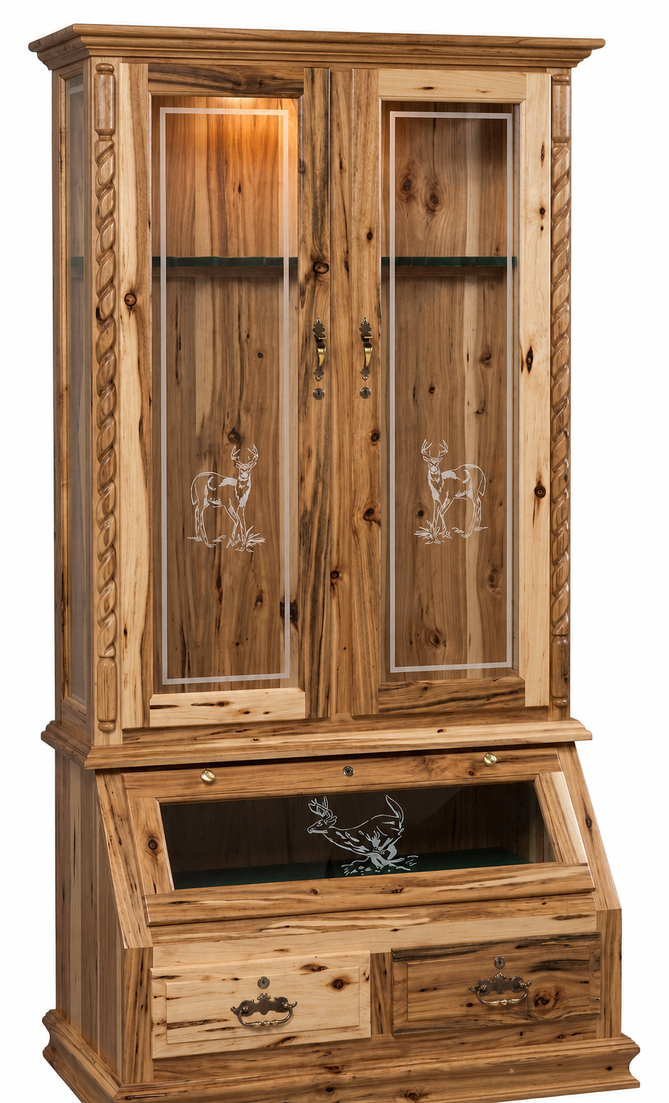 Rustic Hickory Handcrafted Gun Cabinet