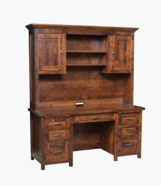 Sante Fe- Amish Handcrafted Double Pedestal With Hutch