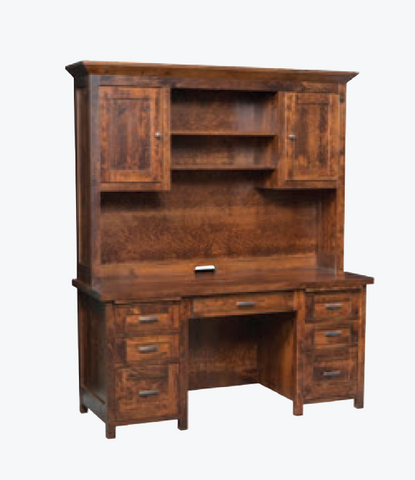 Sante Fe- Amish Handcrafted Double Pedestal With Hutch