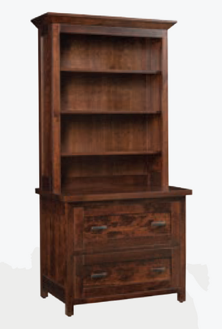 Sante Fe- Amish Handcrafted Lateral File Cabinet With Bookcase