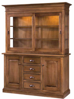 Normandy - Amish Handcrafted Dining Hutch With Sliding Doors