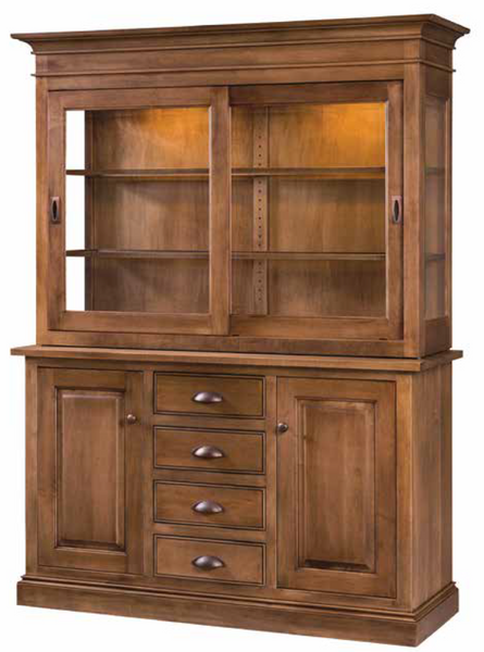 Normandy - Amish Handcrafted Dining Hutch With Sliding Doors