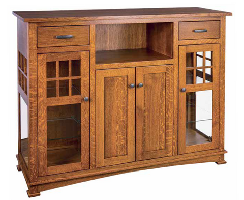 Ethan- Amish Solid Wood Display Buffet Cabinet