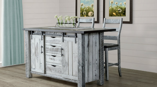 Farmhouse - Reclaimed Barnwood Kitchen Island With Rolling Doors