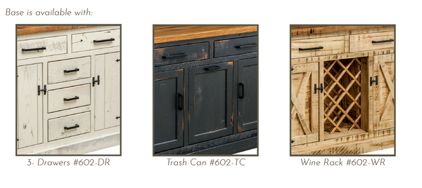 Bradmor- Reclaimed Barnwood Kitchen Island With Optional Extension Top