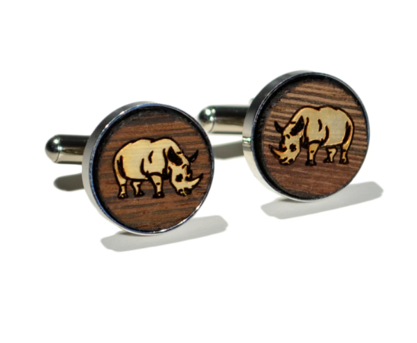 Golden Rhino Wood Cufflinks