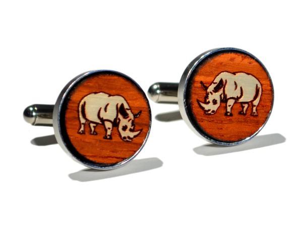 Golden Rhino Wood Cufflinks
