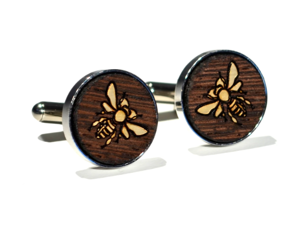 Golden Royal Bee Wood Cufflinks