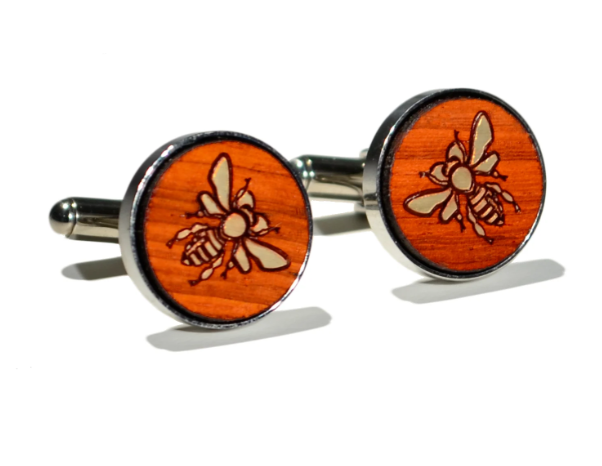 Golden Royal Bee Wood Cufflinks