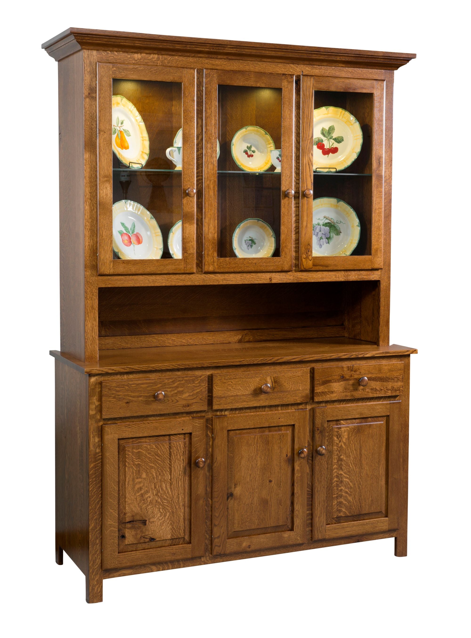 Shaker- Amish Handcrafted 3 Door 3 Drawer Dining Hutch