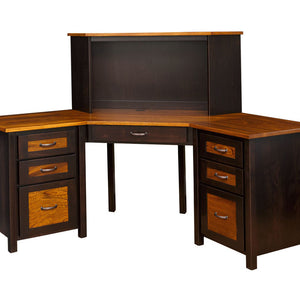 Shelton - Amish Hardwood Corner Desk With Optional Corner Computer Hutch