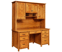 Shelton - Amish Hardwood Double Pedestal Desk With Optional Hutch-Cubbie