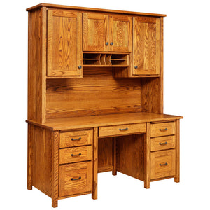 Shelton - Amish Hardwood Double Pedestal Desk With Optional Hutch-Cubbie