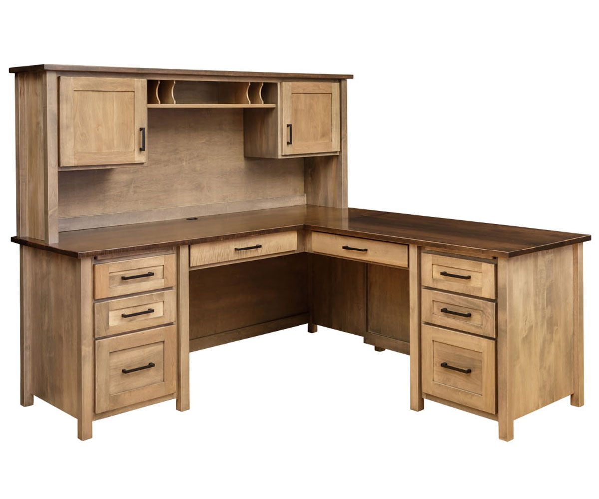 Shelton - Amish Hardwood L-Shaped Desk With Optional Hutch