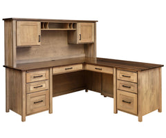 Shelton - Amish Hardwood L-Shaped Desk With Optional Hutch