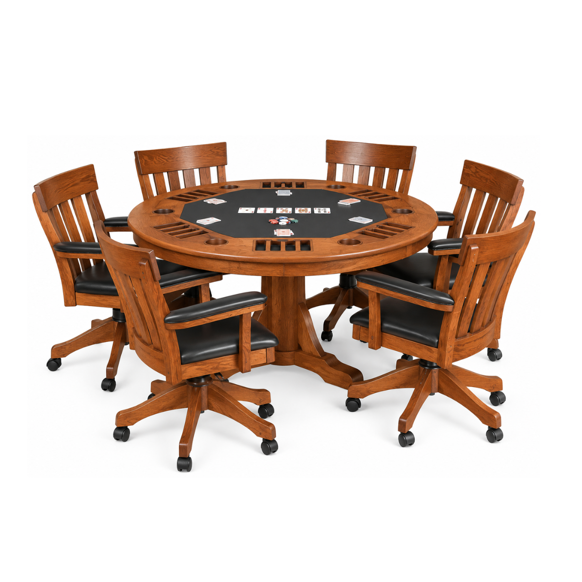 Signature Mission - Amish Handcrafted Poker Table Set