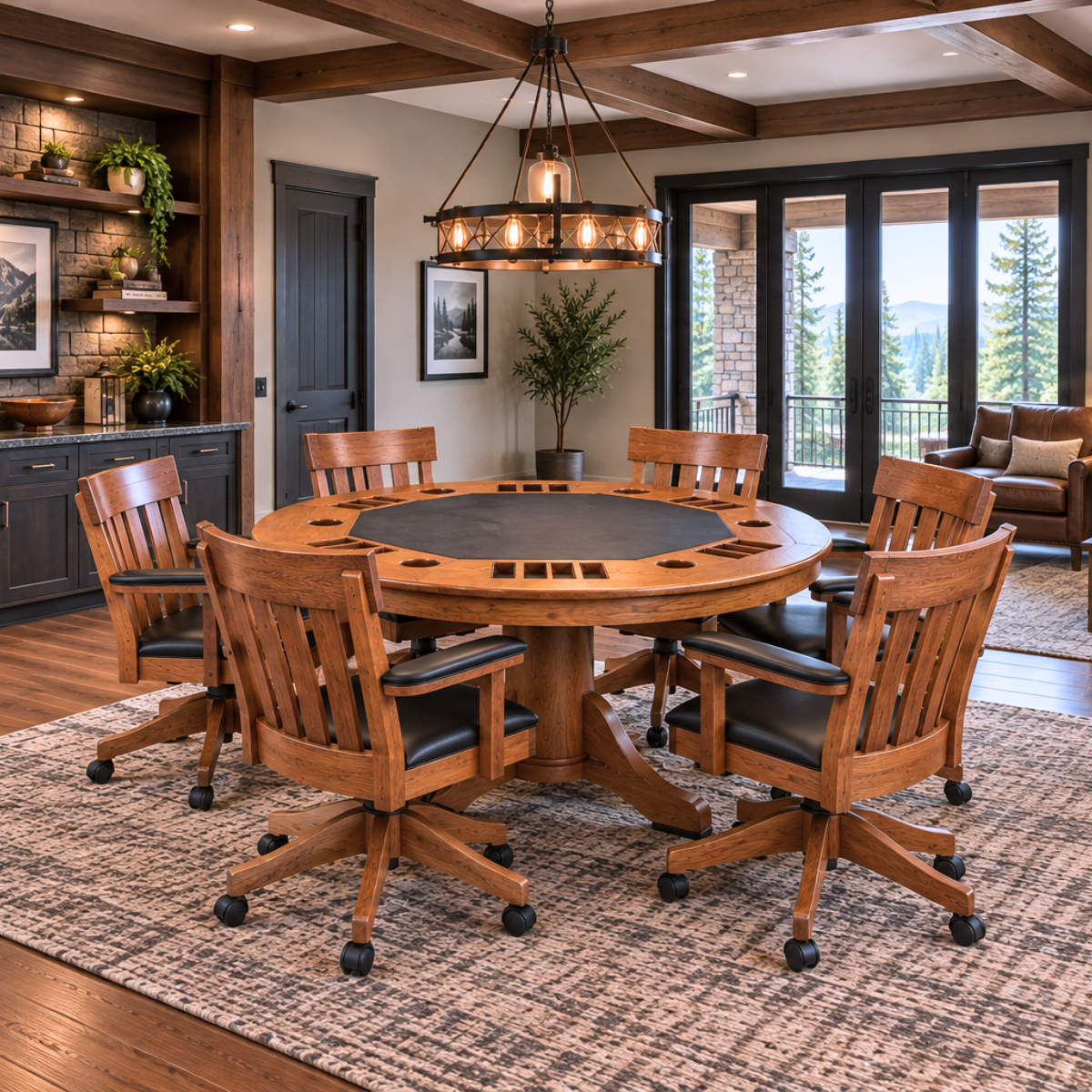 Signature Mission - Amish Handcrafted Poker Table Set